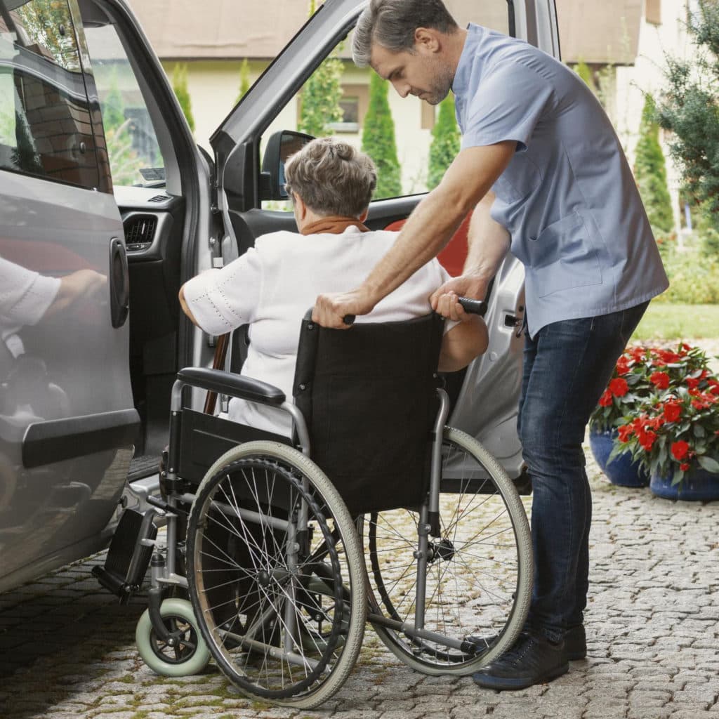Wheelchair securing inside the vehicle